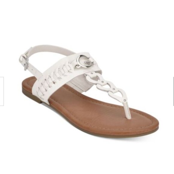 GBG Los Angeles Slingback Sandals Lovey White 8M Manmade Faux Leather - Picture 3 of 16